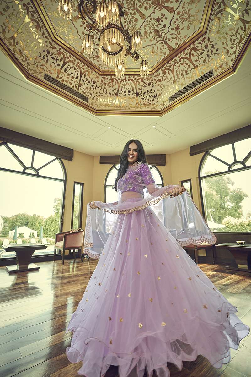 Mauve western style crop top lehenga – vastrachowk