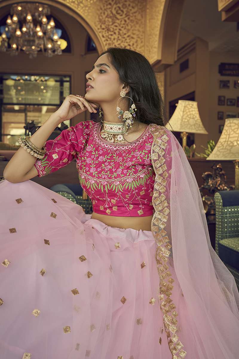 Red Banarsi Georgette Gharchola Bandhani Lehenga with Dupatta – Kapaas Katha