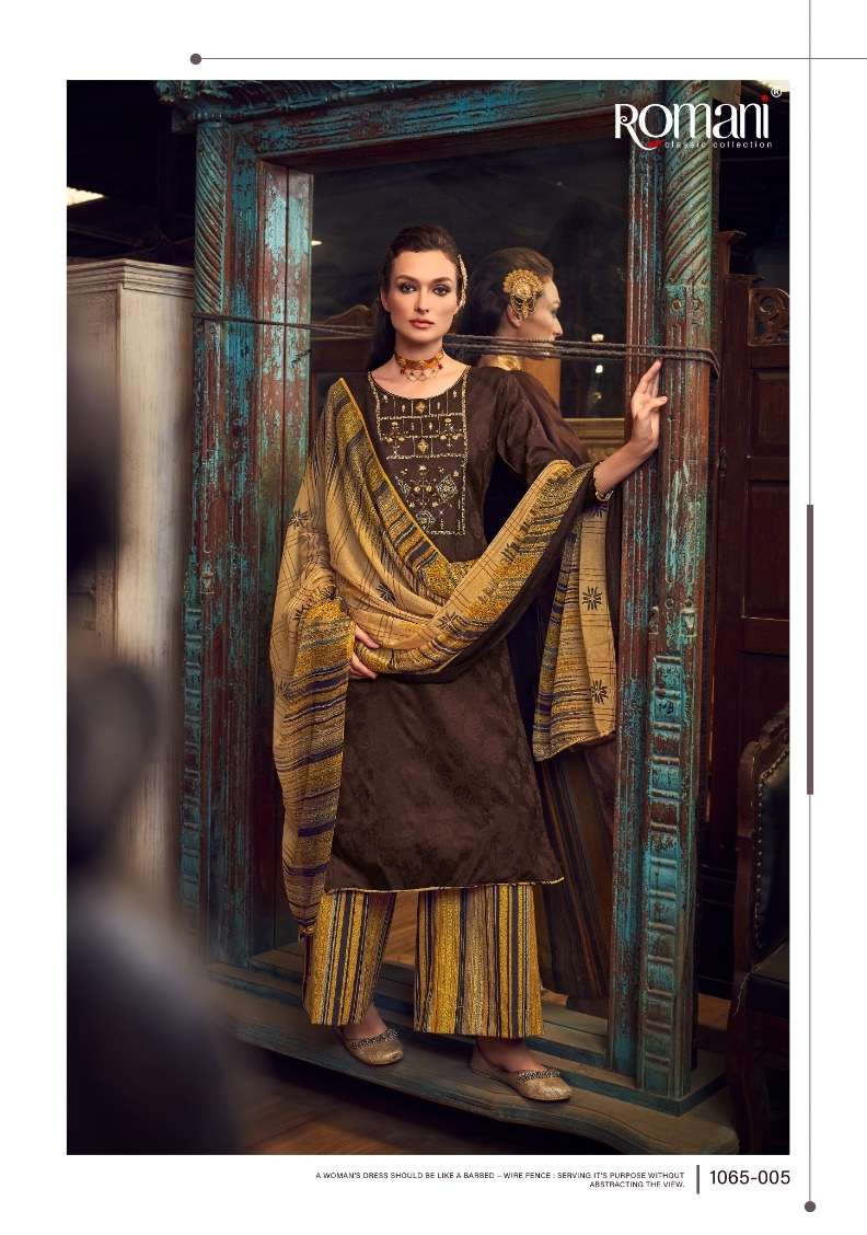 Romani Manvika Soft Jam Cotton Jacquard With Heavy Embroidery Work Dress Material On Wholesale