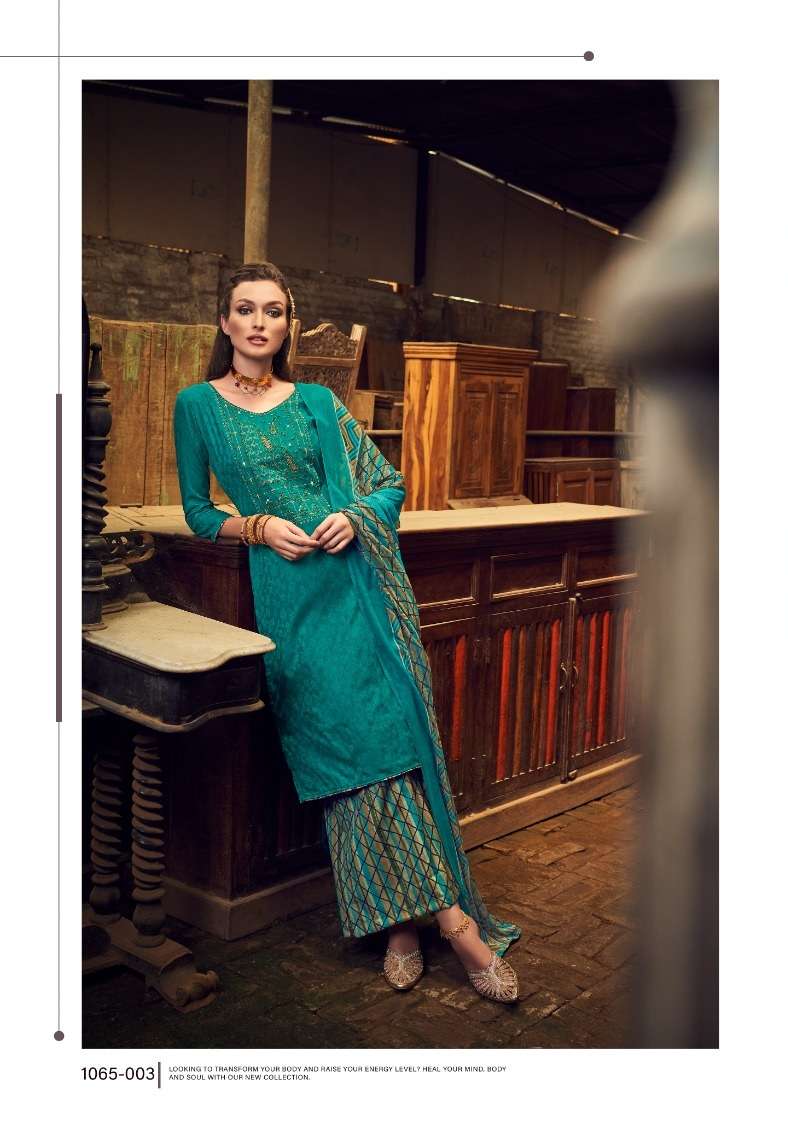 Romani Manvika Soft Jam Cotton Jacquard With Heavy Embroidery Work Dress Material On Wholesale