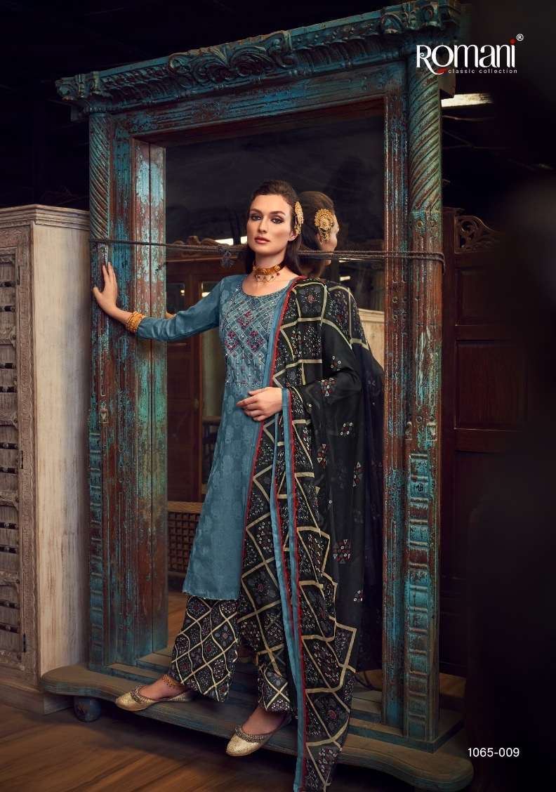 Romani Manvika Soft Jam Cotton Jacquard With Heavy Embroidery Work Dress Material On Wholesale