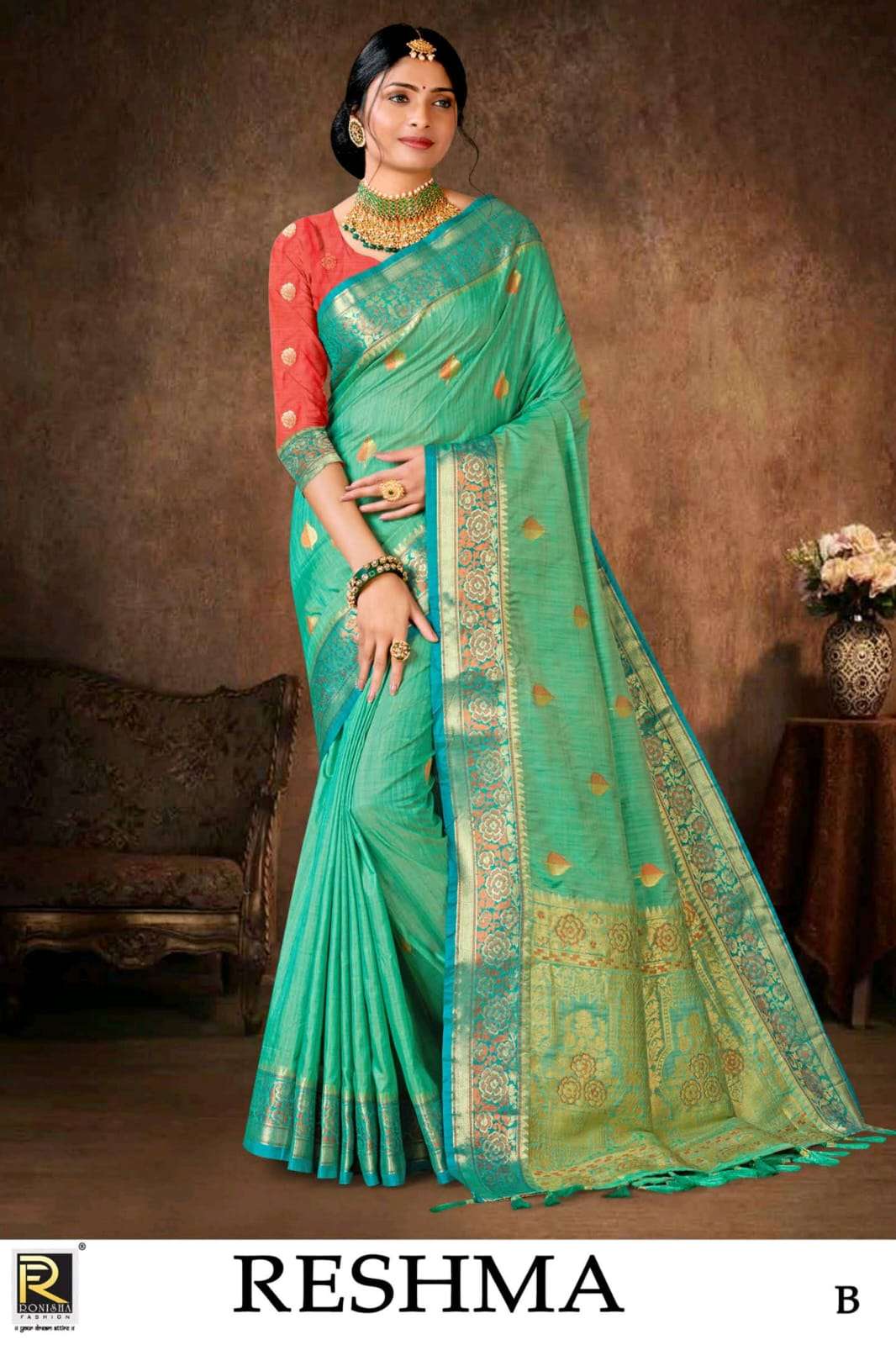 Ronisha Fashion Present Fabric Banarasi Silk Designer Saree On Wholesale