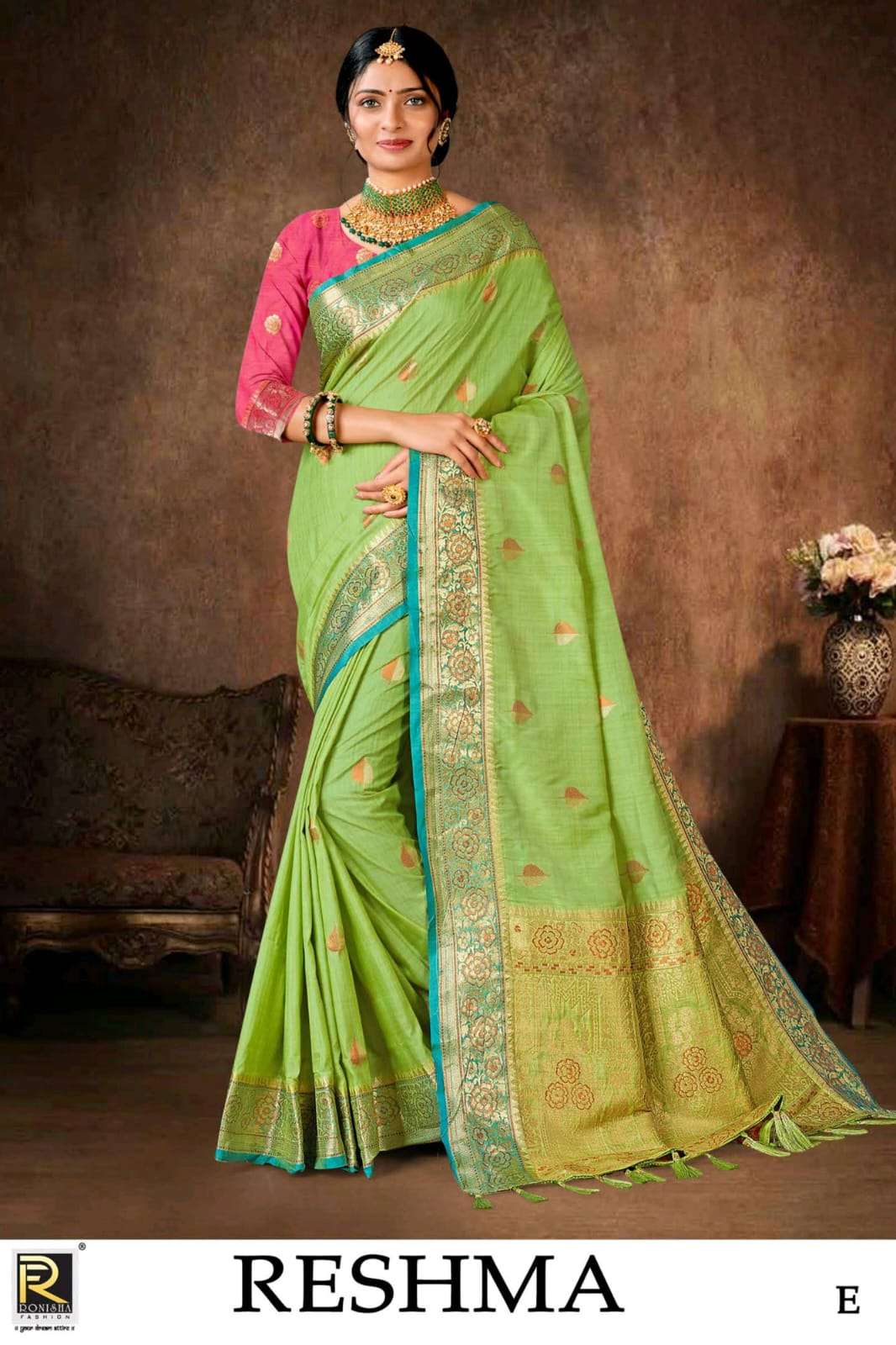 Ronisha Fashion Present Fabric Banarasi Silk Designer Saree On Wholesale