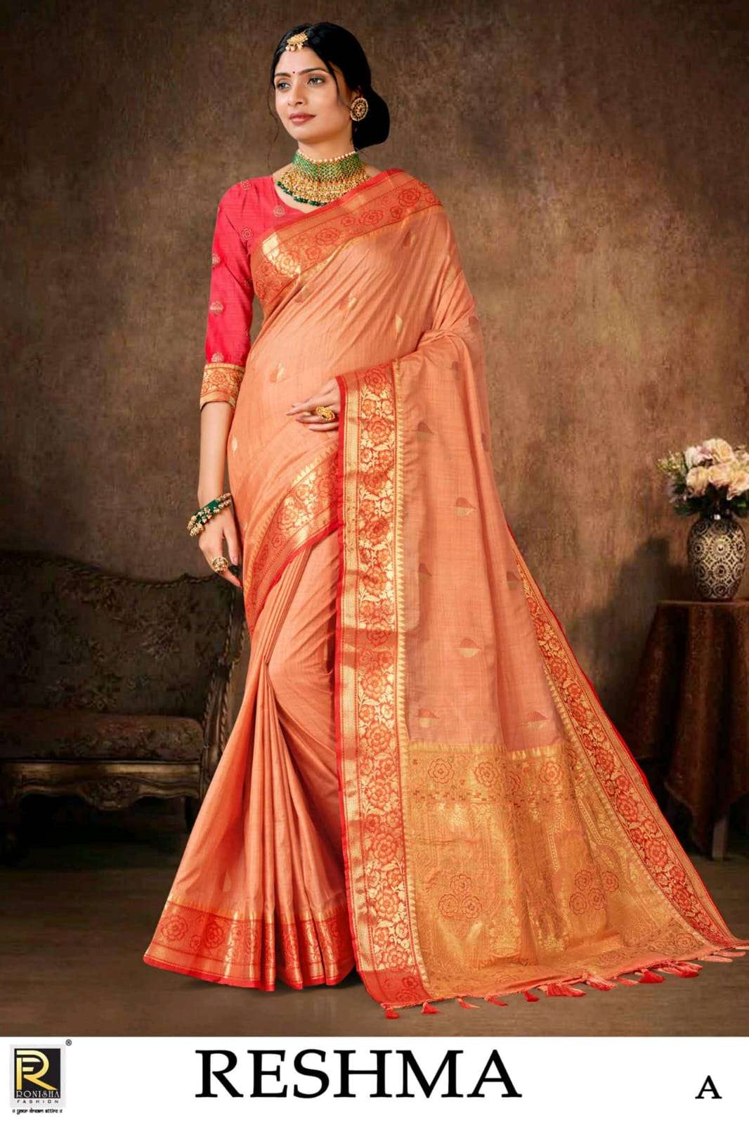 Ronisha Fashion Present Fabric Banarasi Silk Designer Saree On Wholesale