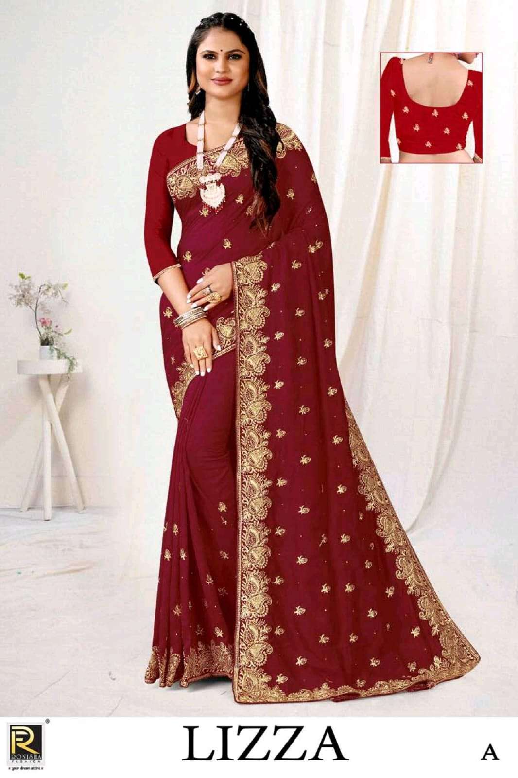 Ronisha Lizza Present Fabric Vichitra Silk Jari Work Heavy Saree On Wholesale
