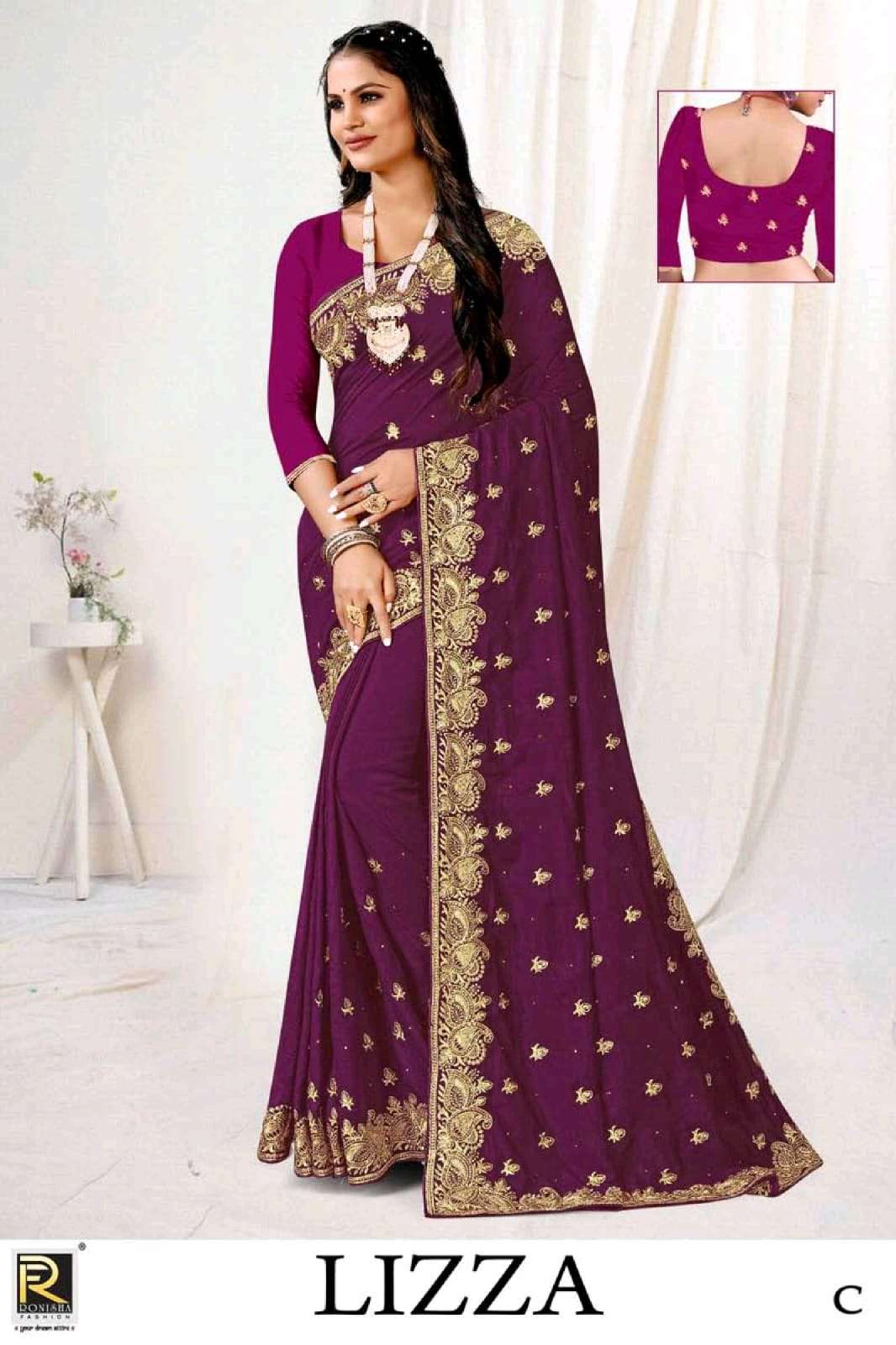 Ronisha Lizza Present Fabric Vichitra Silk Jari Work Heavy Saree On Wholesale
