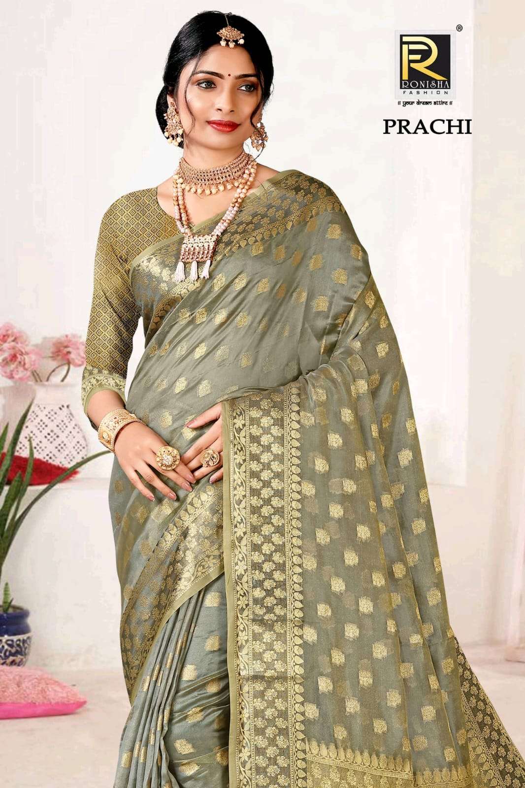 Ronisha Prachi Banarasi Silk Party Wear Saree On Wholesale