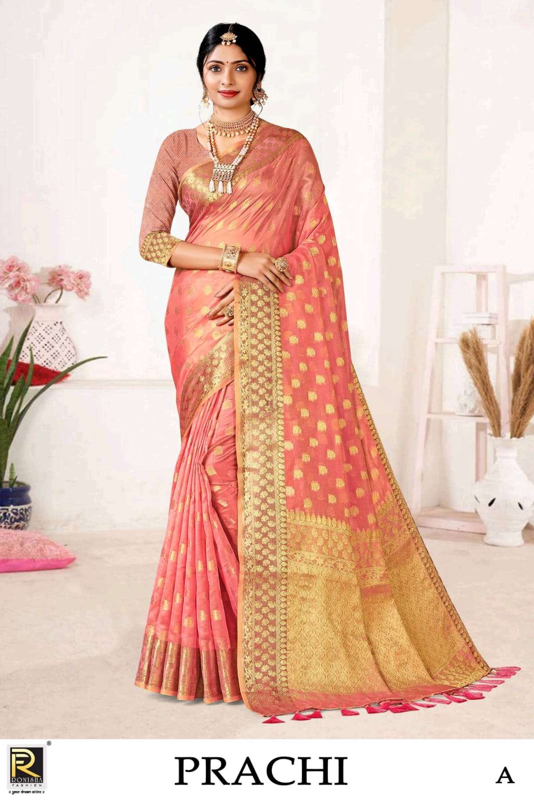 Ronisha Prachi Banarasi Silk Party Wear Saree On Wholesale