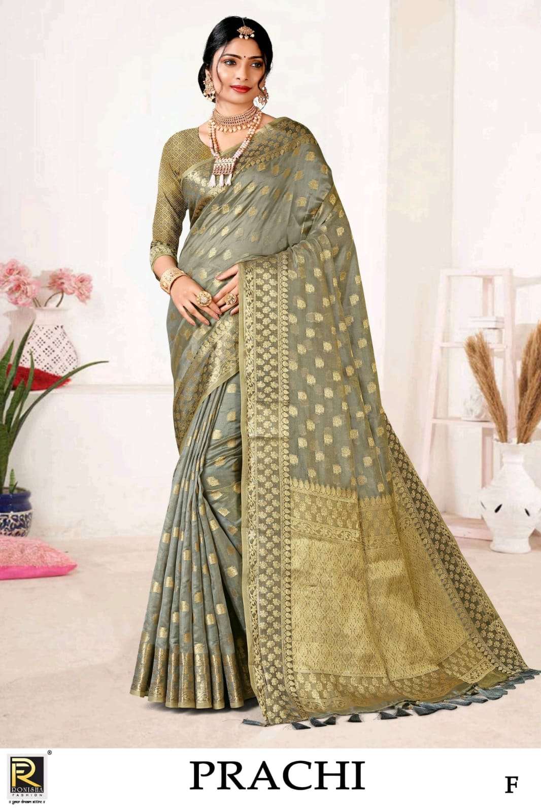 Ronisha Prachi Banarasi Silk Party Wear Saree On Wholesale
