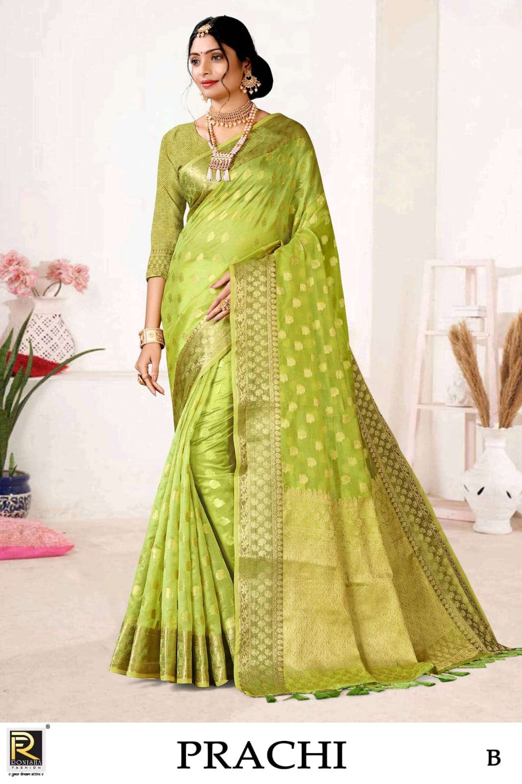 Ronisha Prachi Banarasi Silk Party Wear Saree On Wholesale