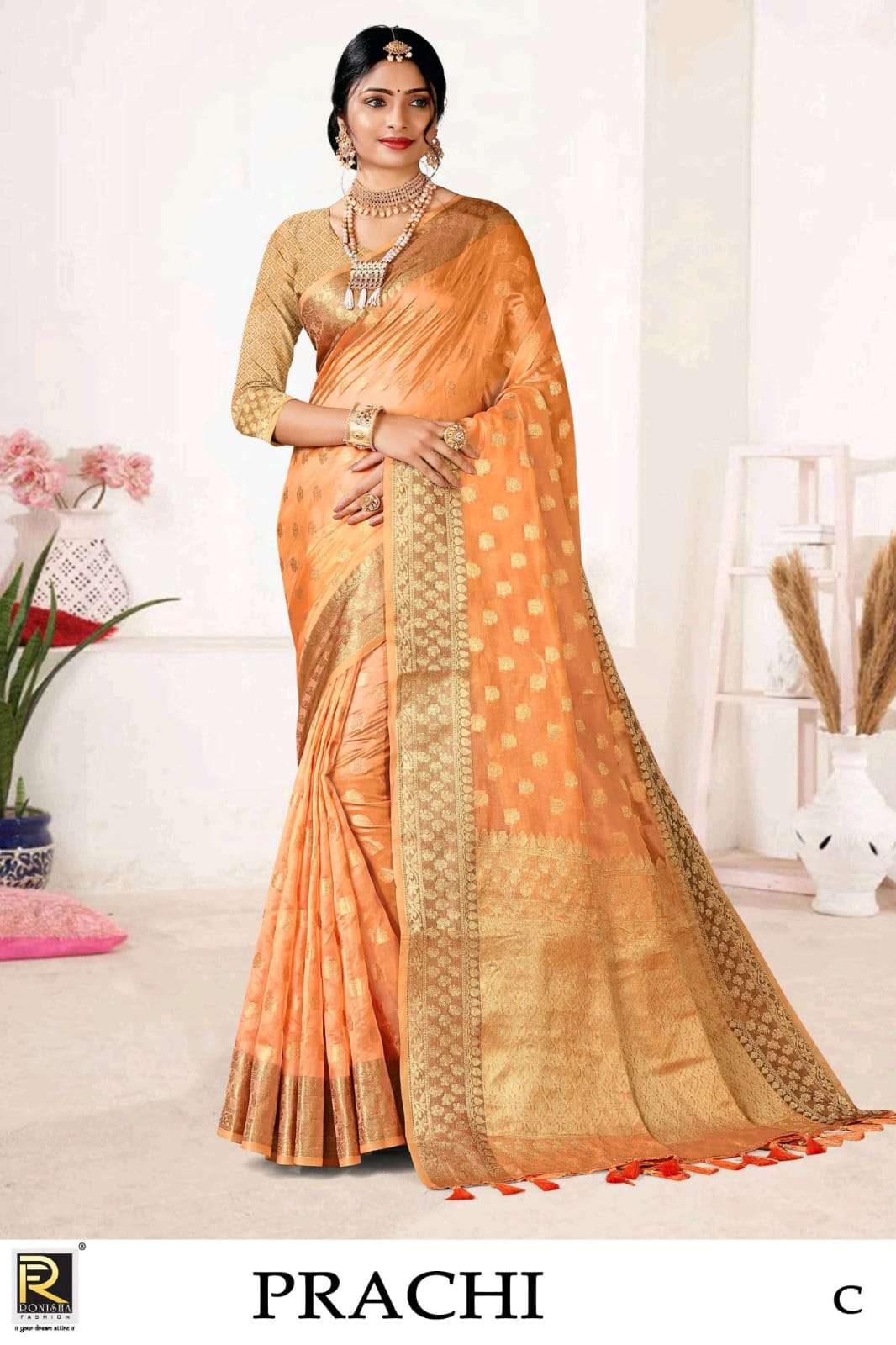 Ronisha Prachi Banarasi Silk Party Wear Saree On Wholesale