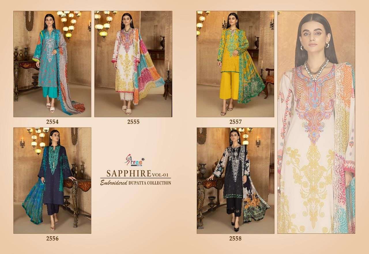 Shree Fab Sapphire Vol 1 Top Pure Embroidery With Self Embroidery On Wholesale