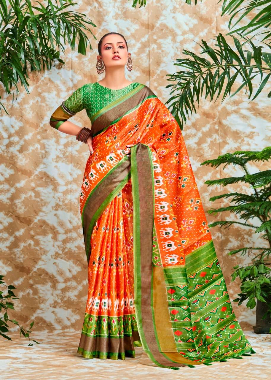 Shreyans Southern Ikkat Print Fancy Stylish Cotton Saree Collection On Wholesale