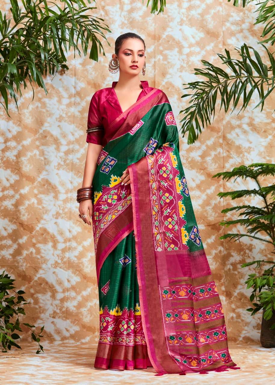 Shreyans Southern Ikkat Print Fancy Stylish Cotton Saree Collection On Wholesale
