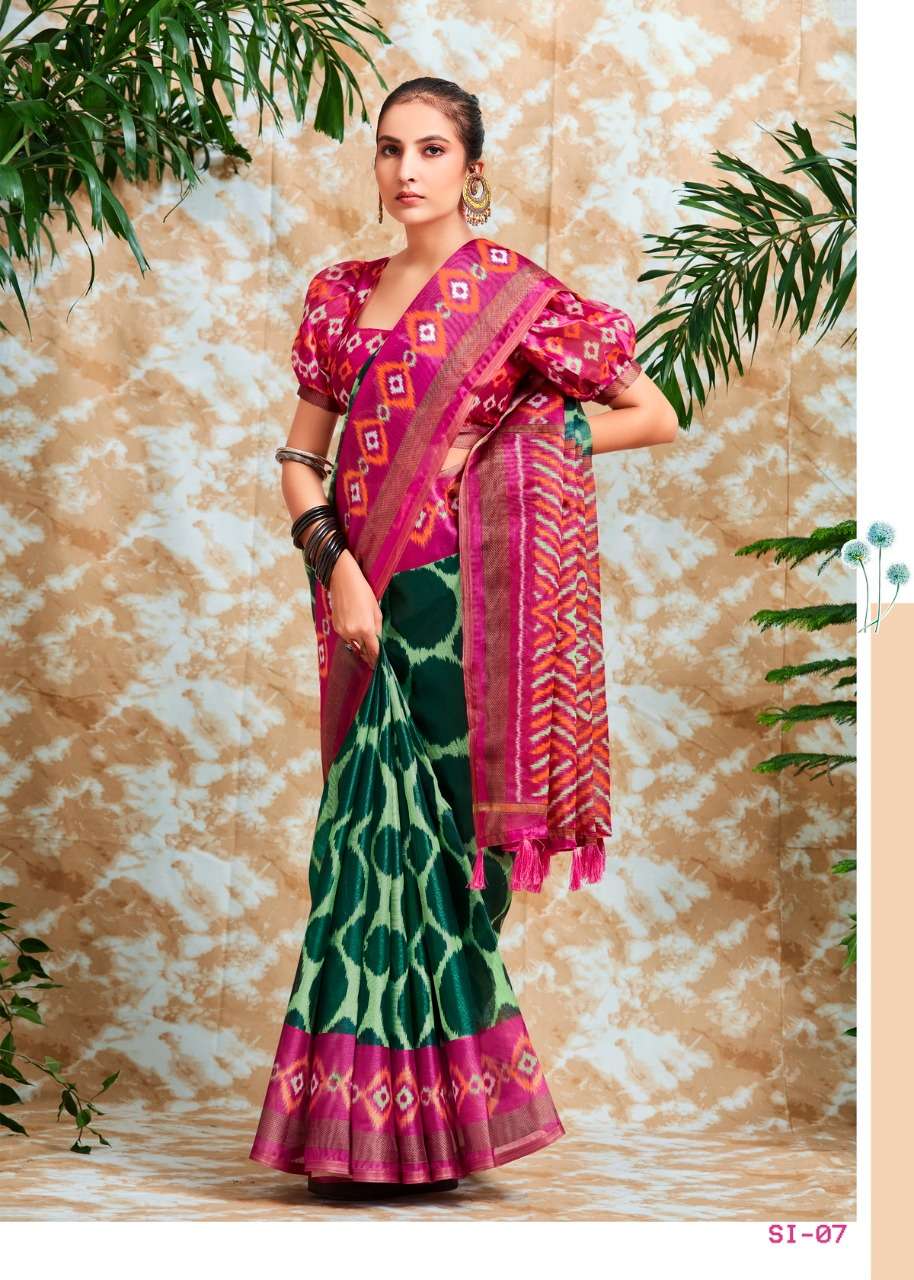 Shreyans Southern Ikkat Print Fancy Stylish Cotton Saree Collection On Wholesale