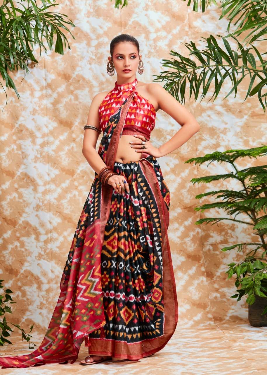 Shreyans Southern Ikkat Print Fancy Stylish Cotton Saree Collection On Wholesale