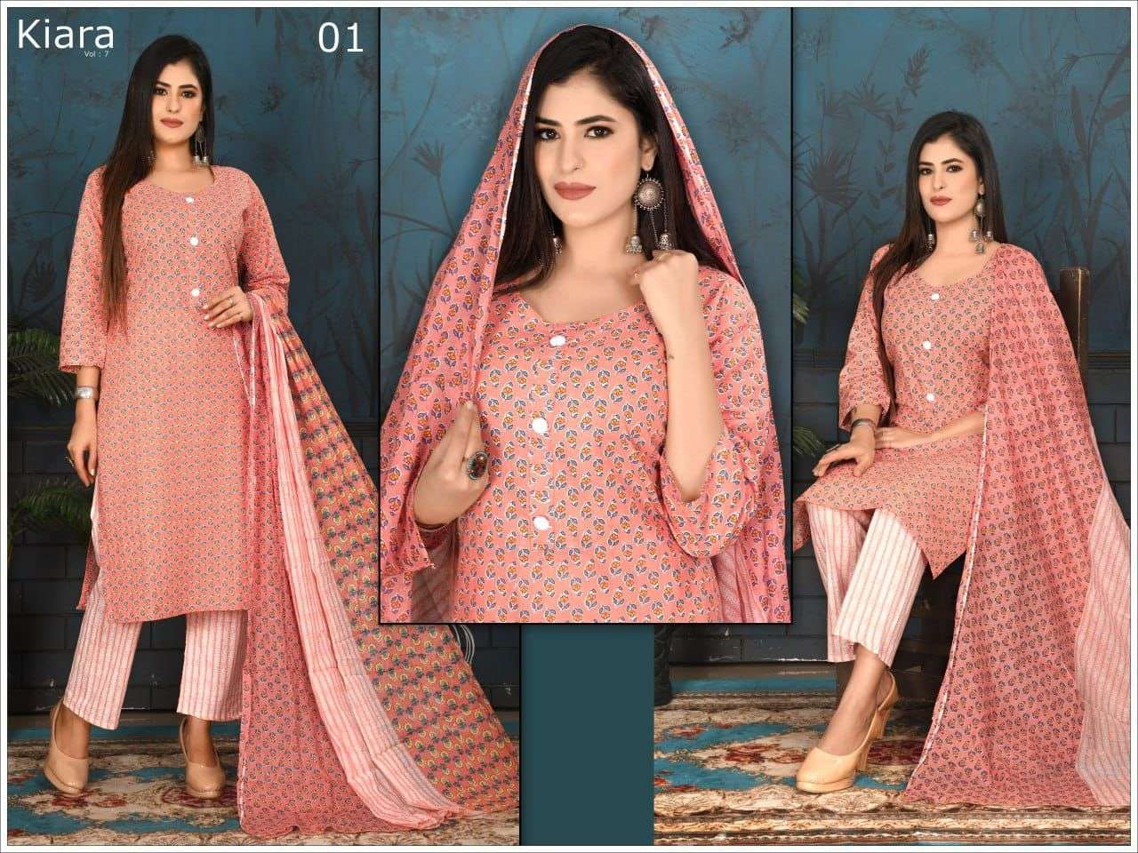 Trendy Kiara Vol-7 Kurti Pant Dupatta On Wholesale