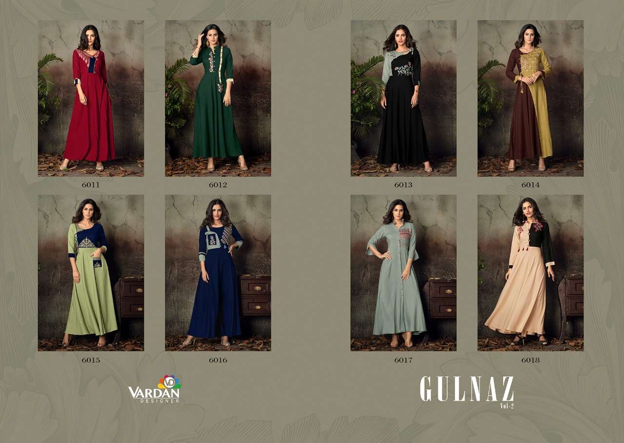 Vardan Gulnaz Vol 2 14KG Heavy Rayon Long  Kurti On Wholesale