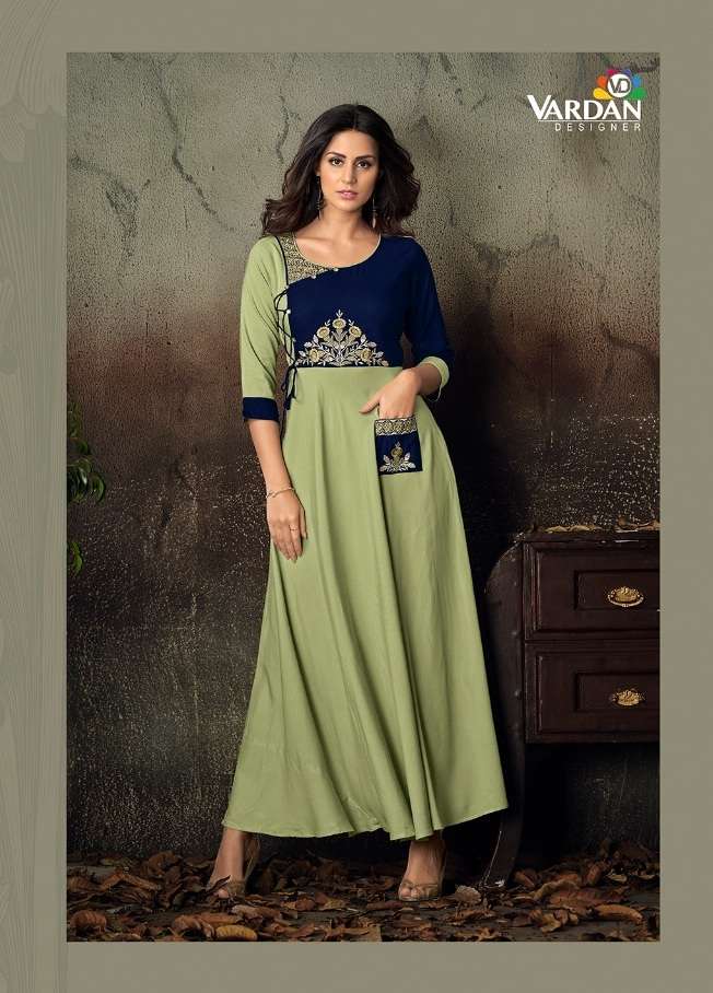 Vardan Gulnaz Vol 2 14KG Heavy Rayon Long  Kurti On Wholesale