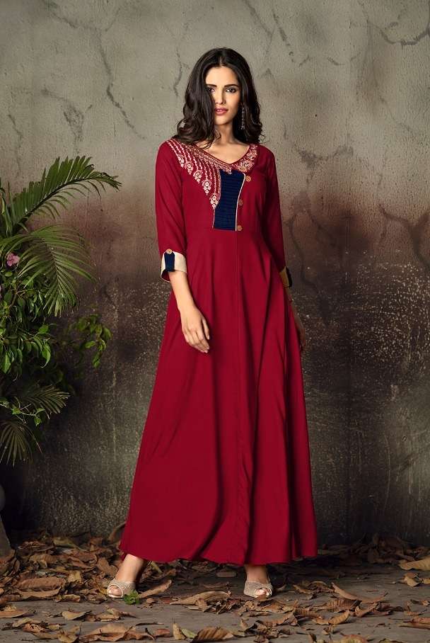 Vardan Gulnaz Vol 2 14KG Heavy Rayon Long  Kurti On Wholesale