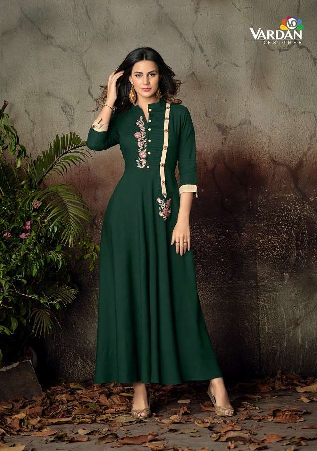 Vardan Gulnaz Vol 2 14KG Heavy Rayon Long  Kurti On Wholesale