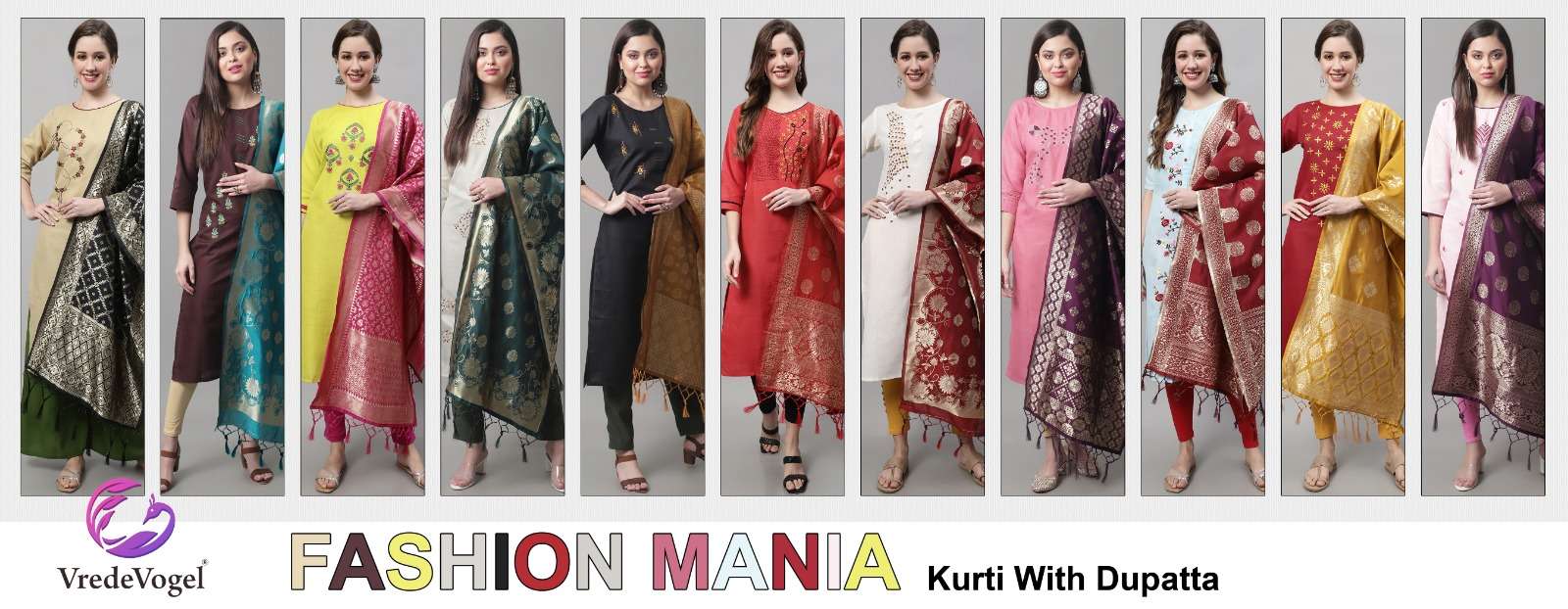 Vredevogel Fashion Mania Fancy Kurti With Dupatta Collection On Wholesale 