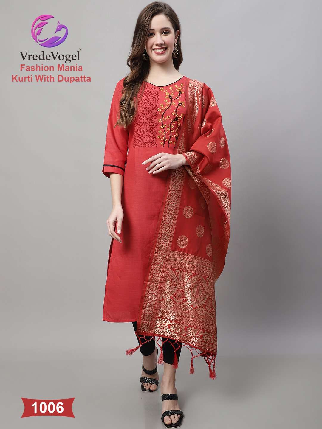 Vredevogel Fashion Mania Fancy Kurti With Dupatta Collection On Wholesale 