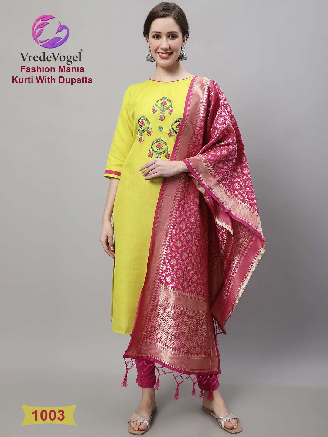 Vredevogel Fashion Mania Fancy Kurti With Dupatta Collection On Wholesale 