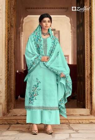 Zulfat Summer Shades Designer Pure Cotton Printed And Embroidery Work On Wholesale