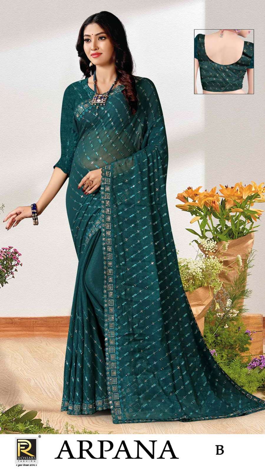 Arpana new launching catalogue of 04 pcs Printed sarees simmer Fabric