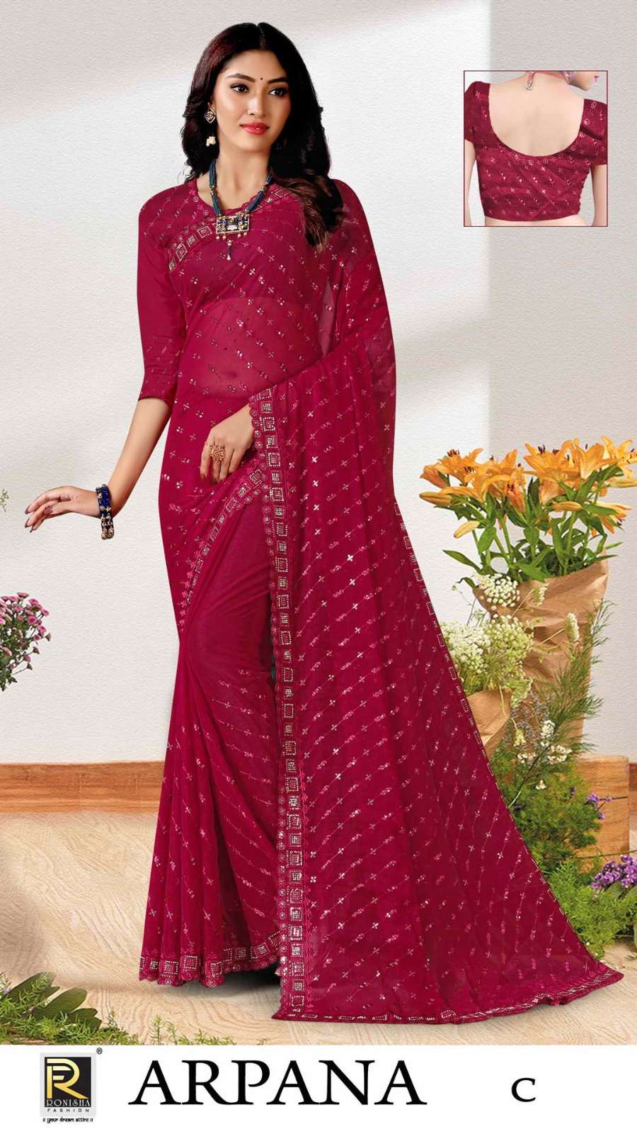 Arpana new launching catalogue of 04 pcs Printed sarees simmer Fabric