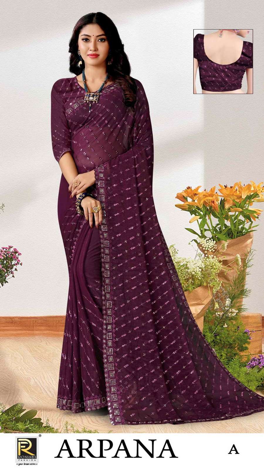 Arpana new launching catalogue of 04 pcs Printed sarees simmer Fabric