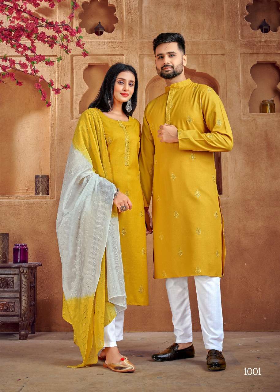 Couple combo of Kurta with Payjama and Kurti with Pants & Dupatta  Couple Goal V-2