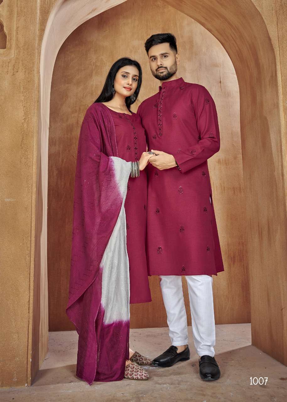 Couple combo of Kurta with Payjama and Kurti with Pants & Dupatta  Couple Goal V-2