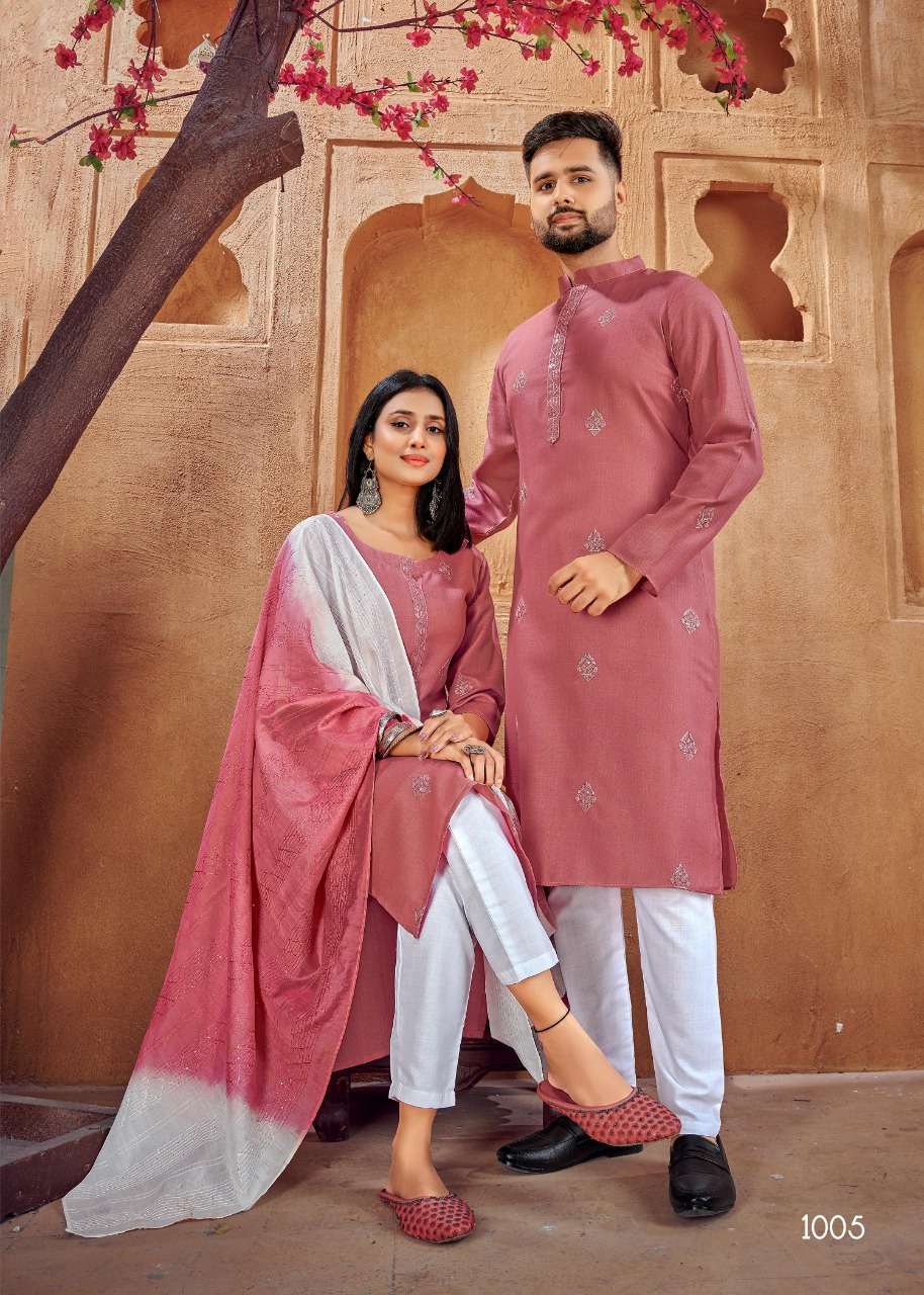 Couple combo of Kurta with Payjama and Kurti with Pants & Dupatta  Couple Goal V-2