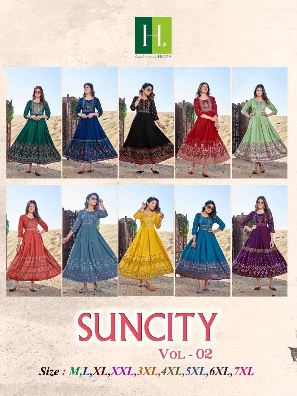  HIRWA presents Suncity Vol 2 Catalog  its latest long kurti  Gown 