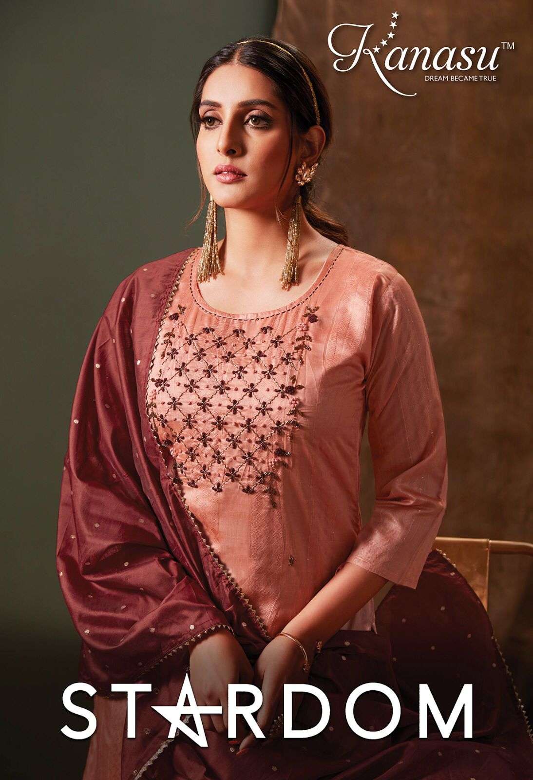  KANASU (KURTI) FANCY DIABLE CHANDERI SILK & DIABLE BUTTI  
