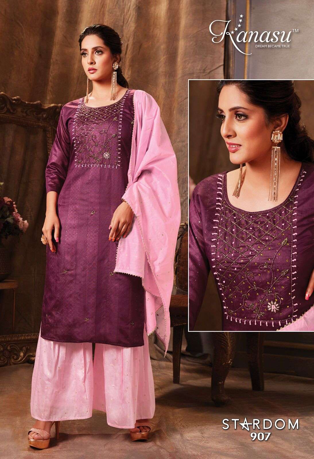  KANASU (KURTI) FANCY DIABLE CHANDERI SILK & DIABLE BUTTI  