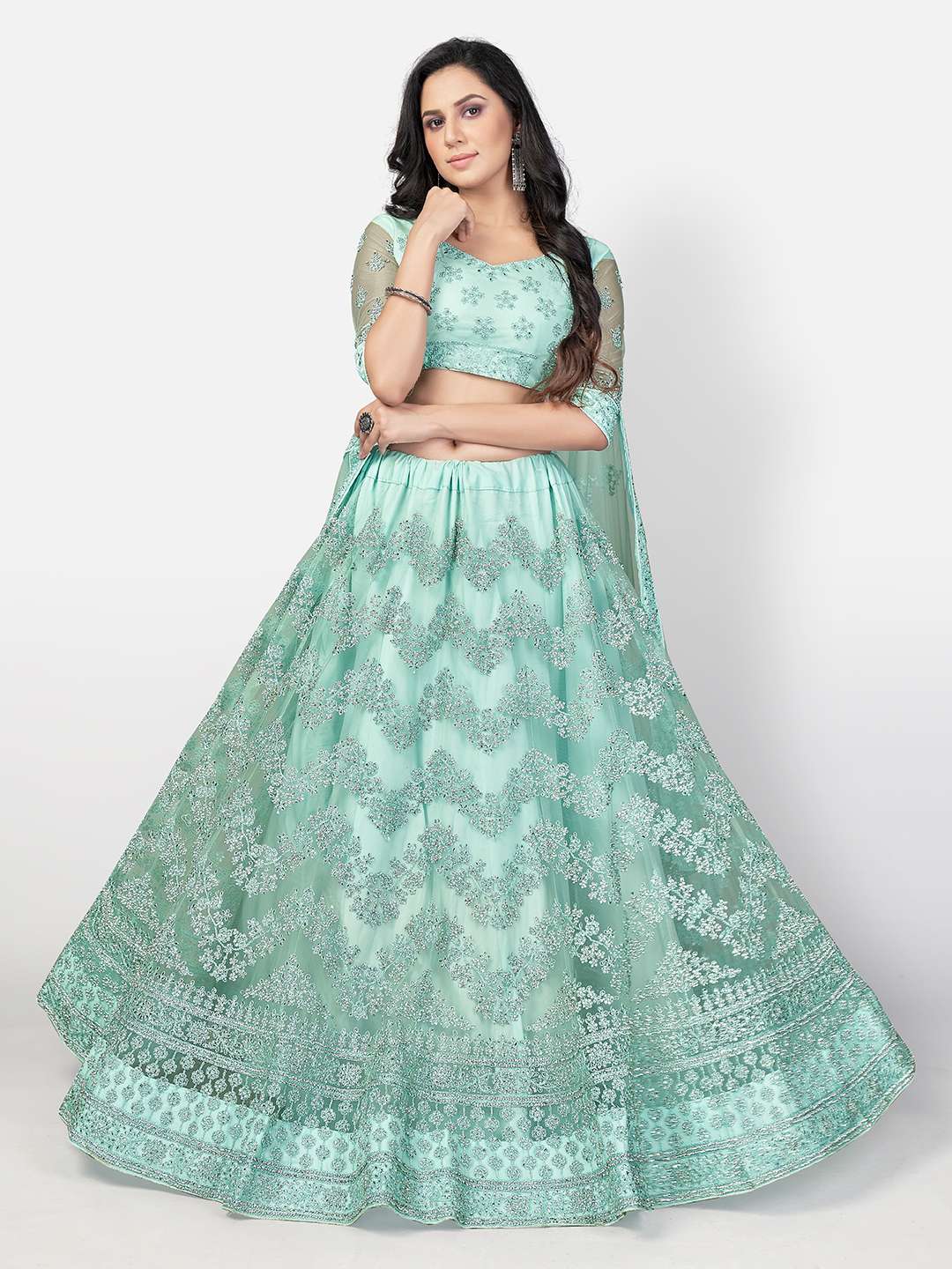 Light Pista Color Lehenga Choli For Multiple occasion n Function 