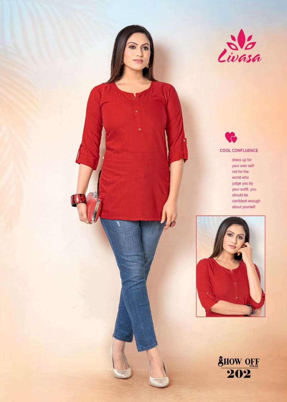 LIVASA by HIRWA PRESENTS STRAIGHT SHORT KURTI SHOW OFF (vol.2)