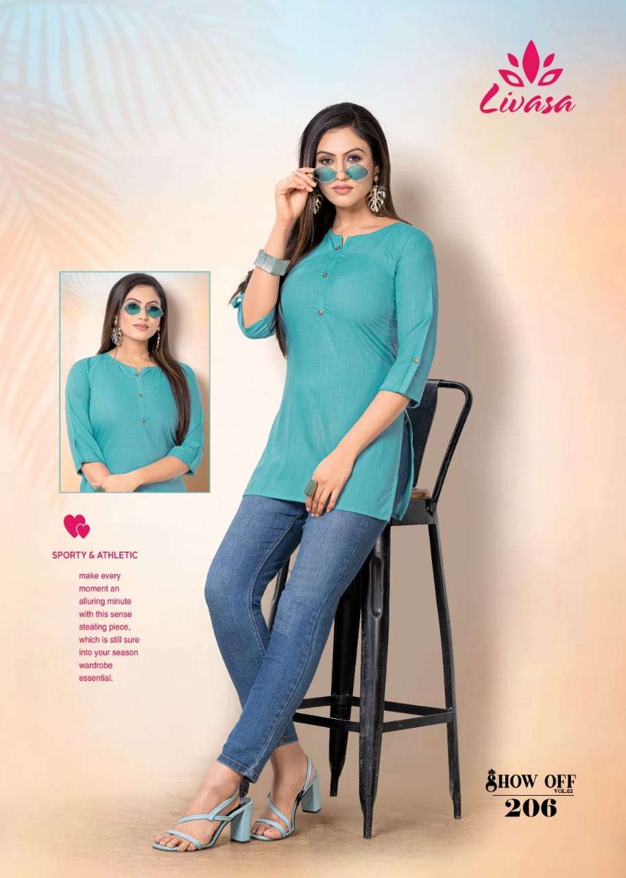 LIVASA by HIRWA PRESENTS STRAIGHT SHORT KURTI SHOW OFF (vol.2)