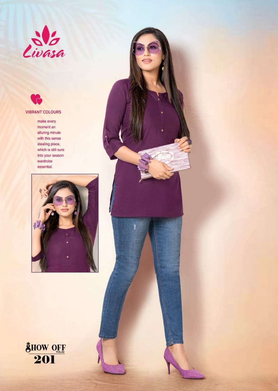 LIVASA by HIRWA PRESENTS STRAIGHT SHORT KURTI SHOW OFF (vol.2)