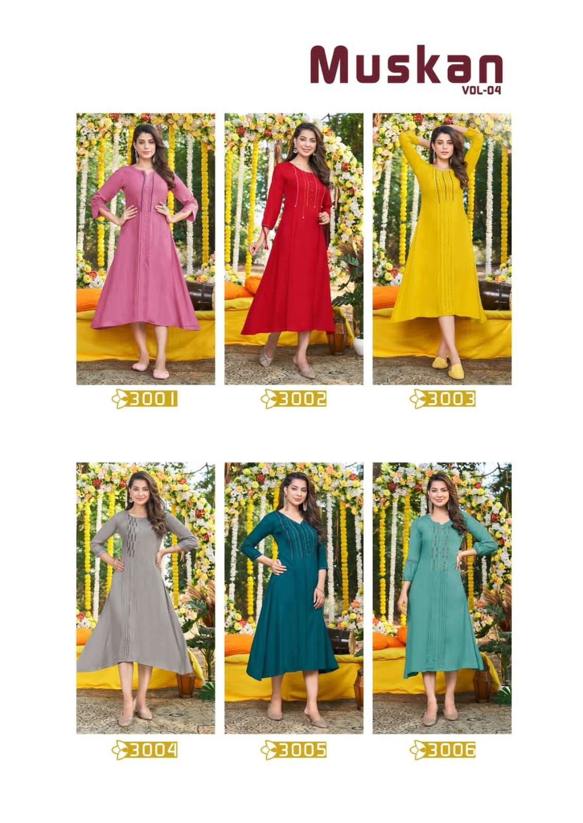 MUSKAN vol-4 long flair kurti wholesale 