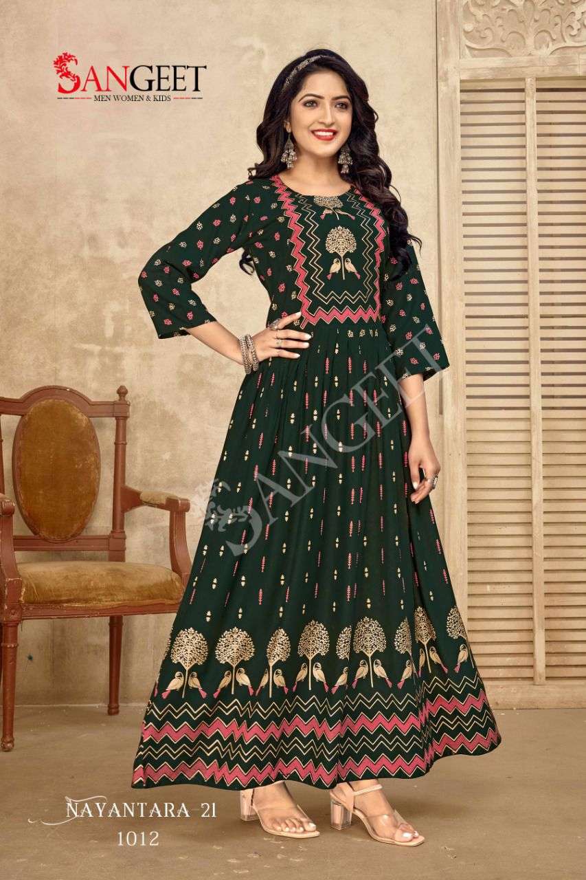 NAYANTARA-21 HEAVY RAYON MULTI FOIL GOLD PRINT
