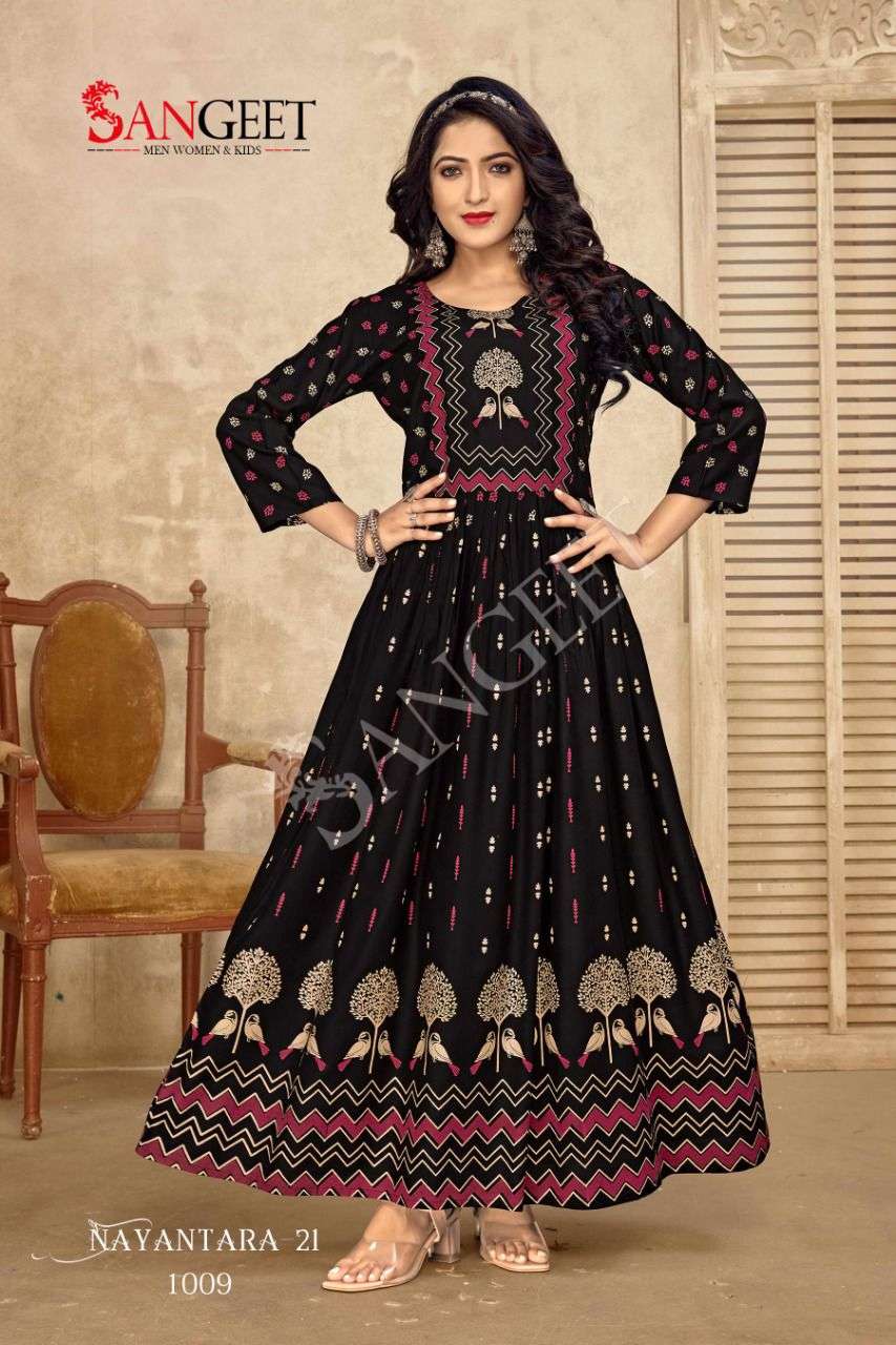 NAYANTARA-21 HEAVY RAYON MULTI FOIL GOLD PRINT