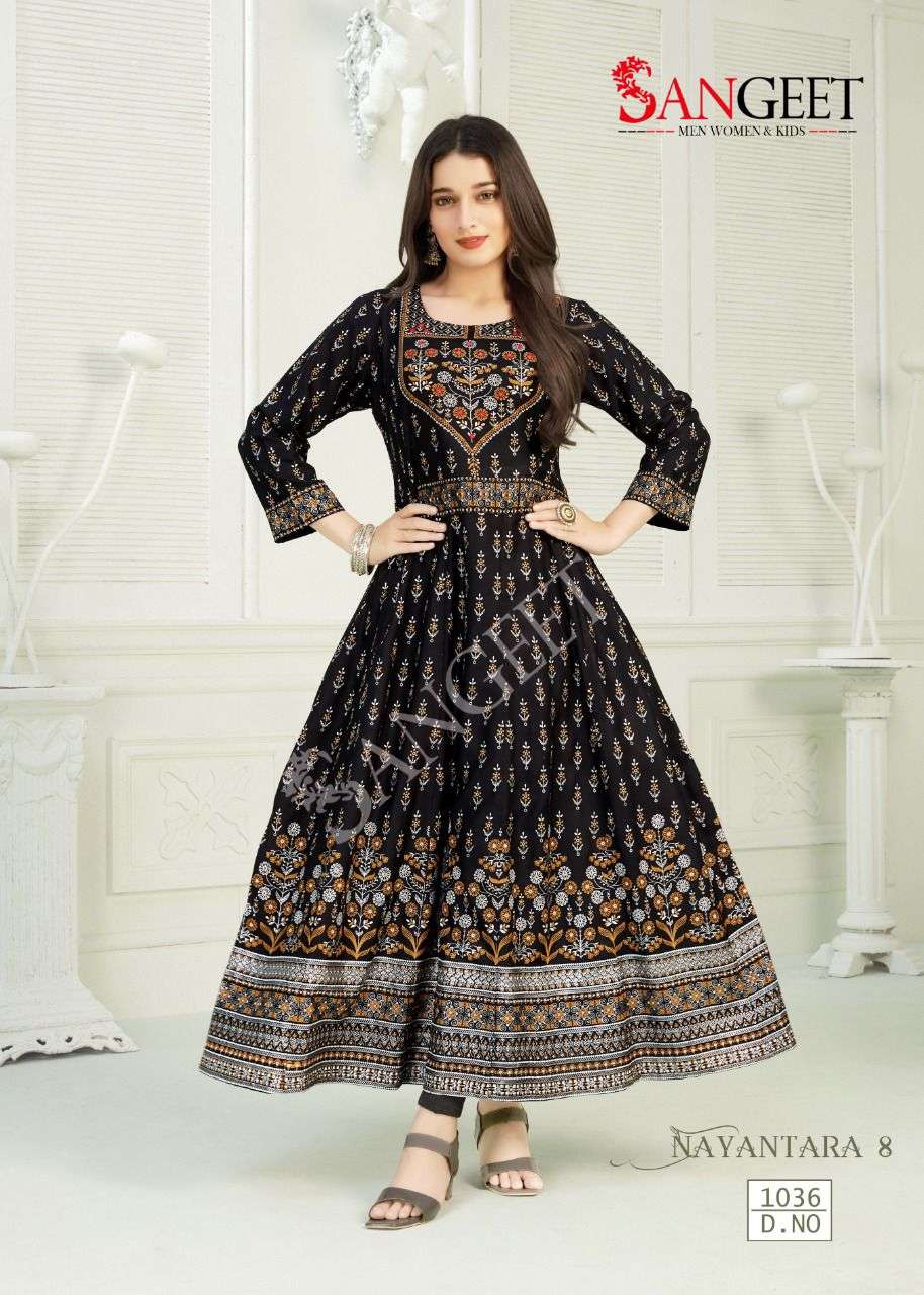 NAYANTARA-8   RAYON 14KG MULTI GOLD PRINT