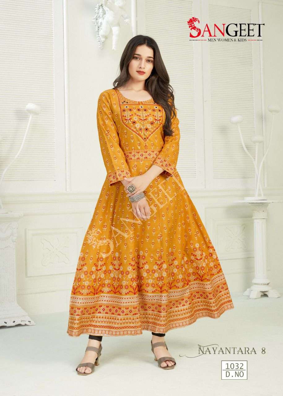 NAYANTARA-8   RAYON 14KG MULTI GOLD PRINT