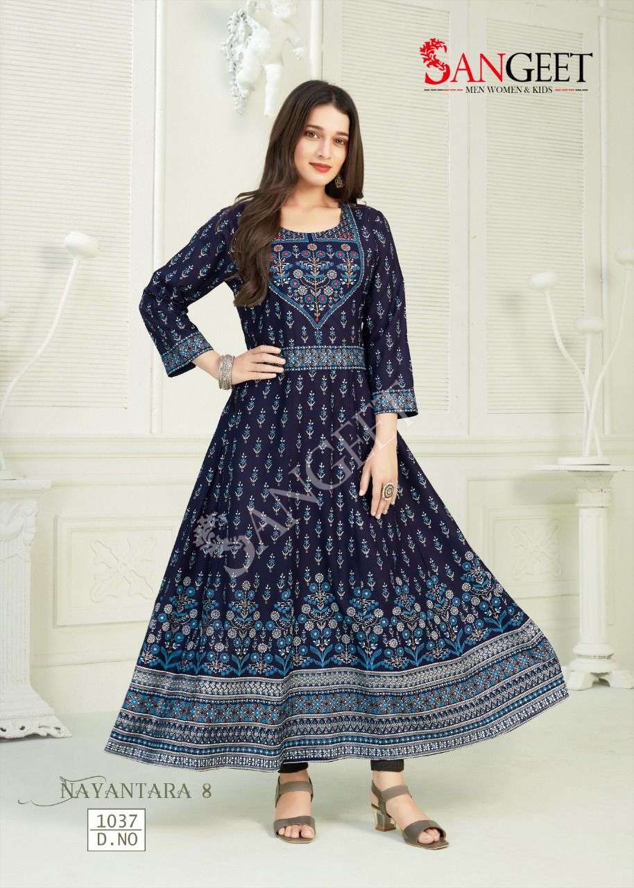 NAYANTARA-8   RAYON 14KG MULTI GOLD PRINT