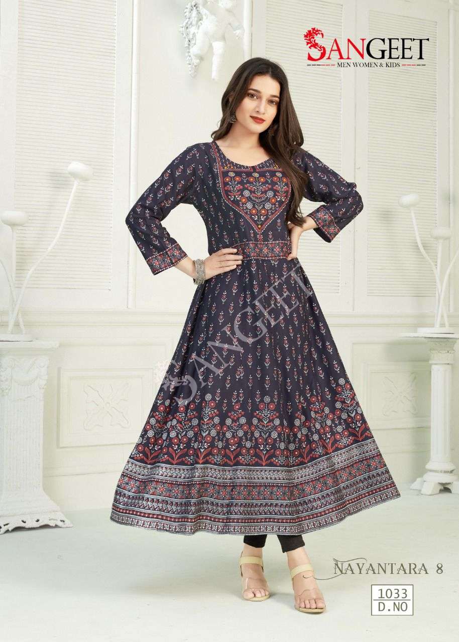 NAYANTARA-8   RAYON 14KG MULTI GOLD PRINT
