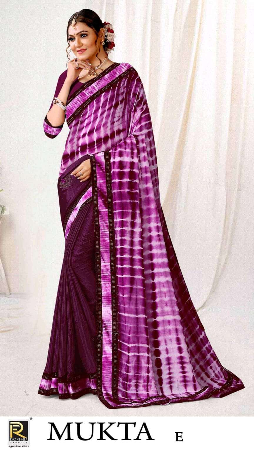 Ronisha Brand Launch Mukta Chinon Saree Catalog at wholesale Price